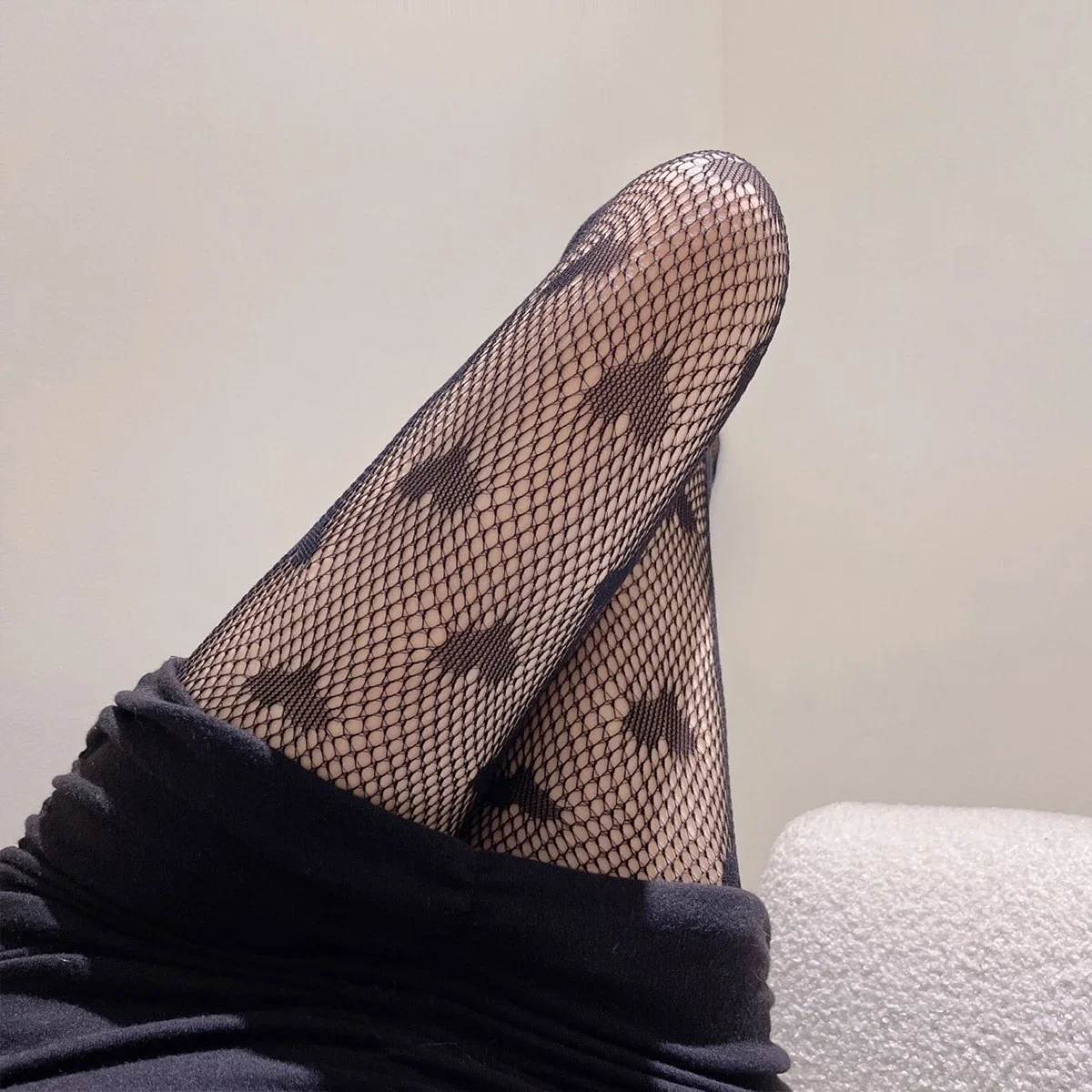 Heart Black Dirty Cutout Retro Fish Net  Stripper See Through Pretty Vulgar Lovers' Pantyhose Sexy Tights Undergarment Summer