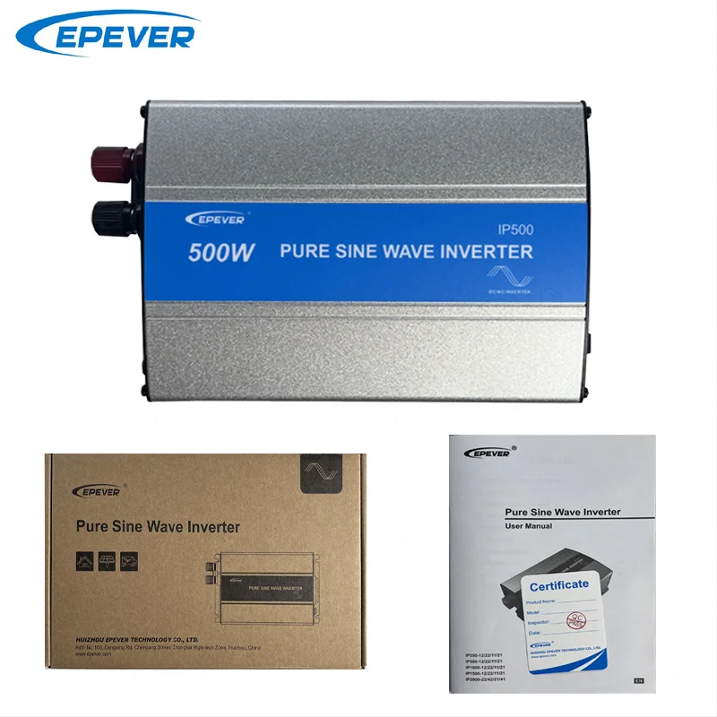 EPEVER 500W Pure Sine Wave Inverter 12V/24V DC Input 220V230V AC Output Solar Panel Off Grid Tie Inverter IPower IP500-12/22