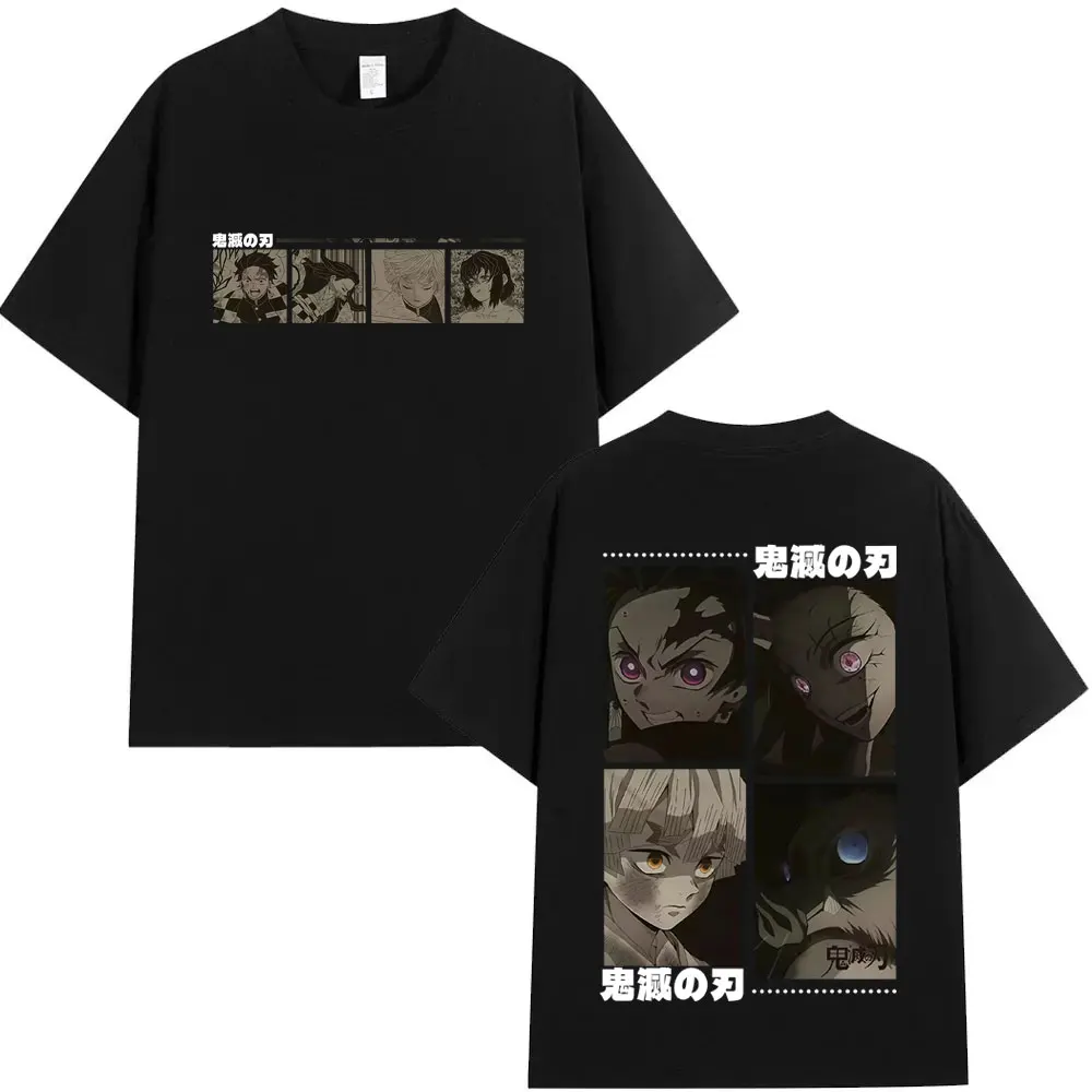 

Anime Demon Slayer T Shirt Kamado Tanjirou Kamado Nezuko Agatsuma Zenitsu Hashibira Inosuke Tshirt Men Fashion Oversized T-shirt