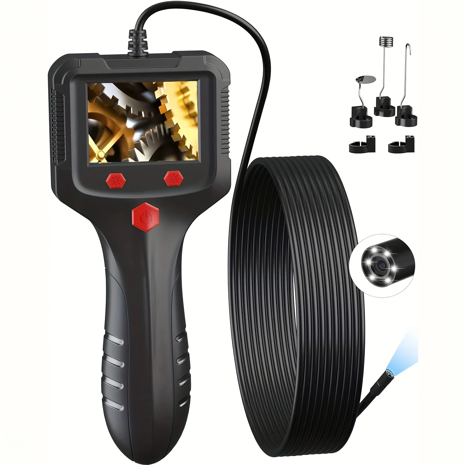 

Водонепроницаемая эндоскопическая камера IP67 с 7-дюймовым ЖК-экраном, бороскопом HD 1080P с кабелем длиной 50 футов и 6 зондами для проверки двигателя труб