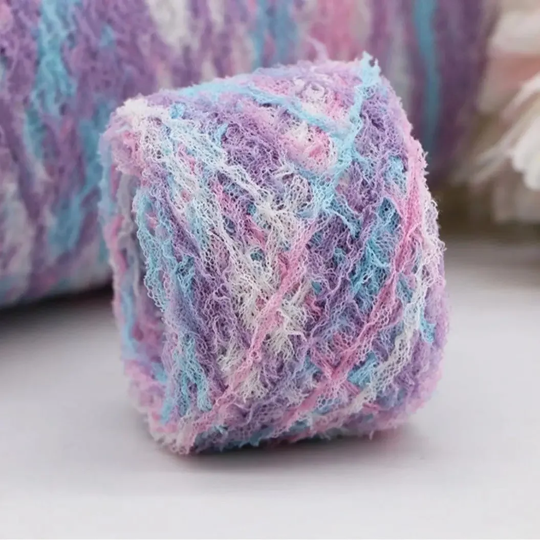50g/Roll Gradient Color Lace Yarn Colorful Mesh Threads for Knitting Crochet Sweater Hat Bags Dolls DIY Sewing Accessories