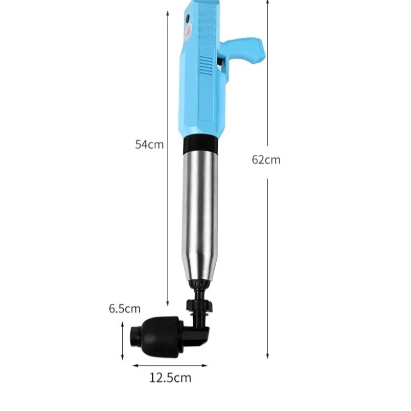 Universal Toilet Plunger Pneumatic Pipe Dredging Tool Electric Stainless Steel High Pressure