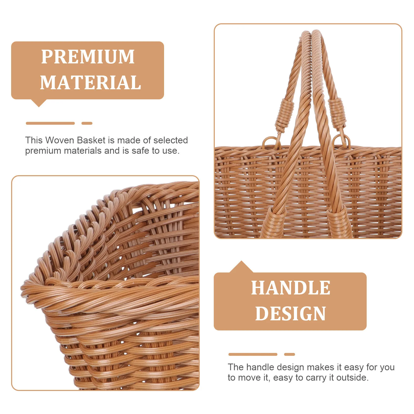 

Natural Woven Basket Sturdy Handheld Structure for Daily Use Fruit Vegetable Egg Storage Home Decor Organization Multi-Purpose