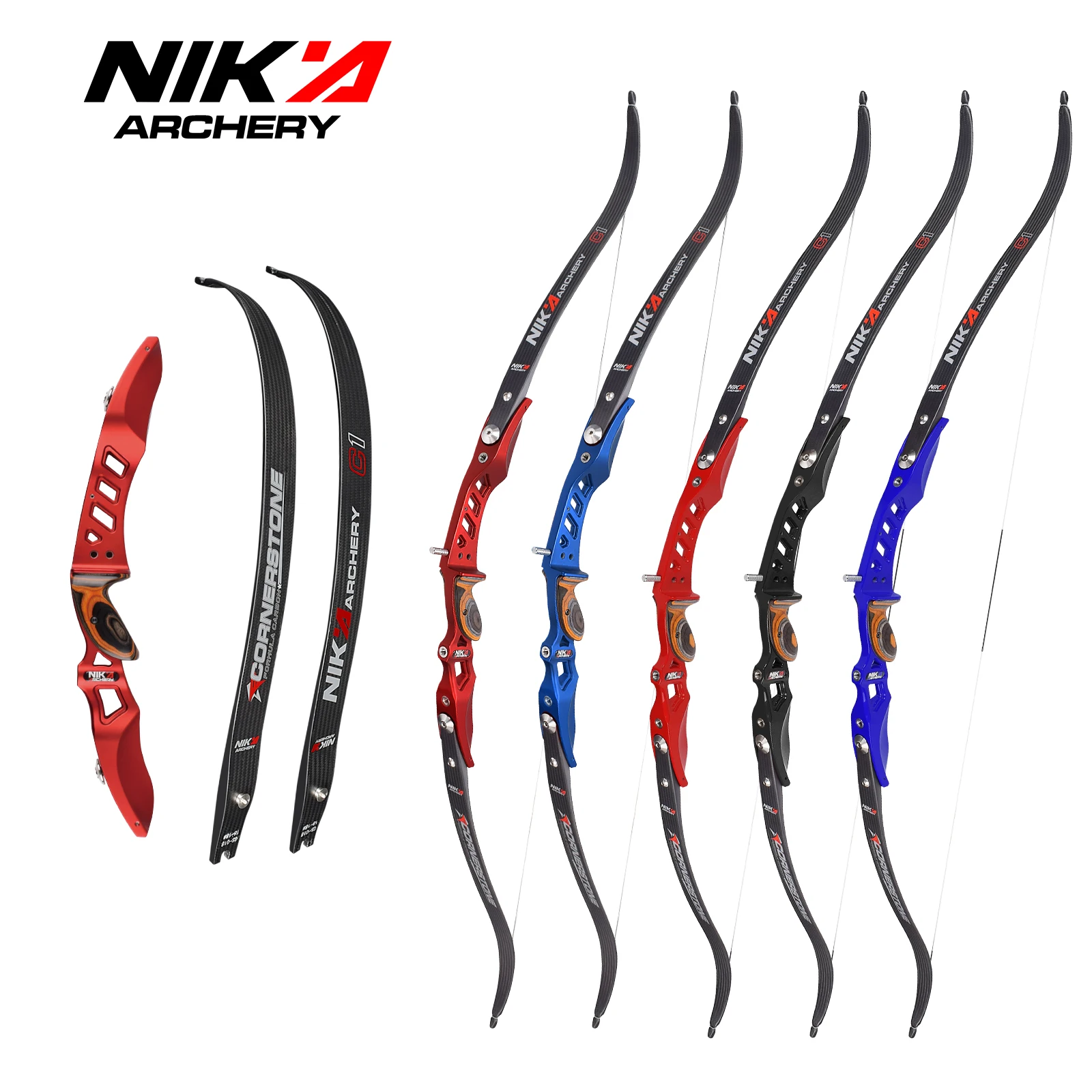 

68'' C1 Recurve Bow 20-50lbs Magnesium Alloy Handle Archery Traditional Recurve Take Down Bows 21" ET-3 Bow Riser Right Hand