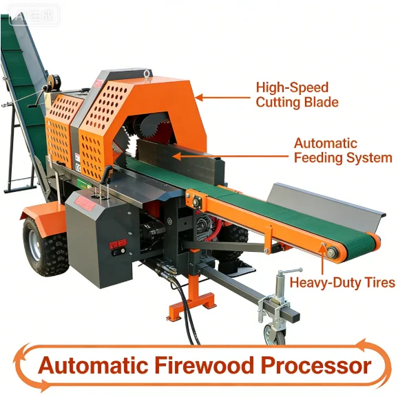

15Ton Electric Engine Powered Forestry Machinery Log Splitter Firewood Processor Woodworking Machine Motor Wood Cutting