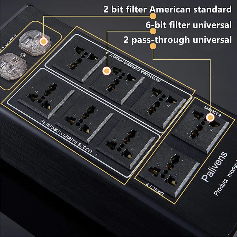 Filtre d\'alimentation AC avec affichage numérique LED, filtre de bruit audio, protection contre la pluie, Palivens P20, 3000W, 15A
