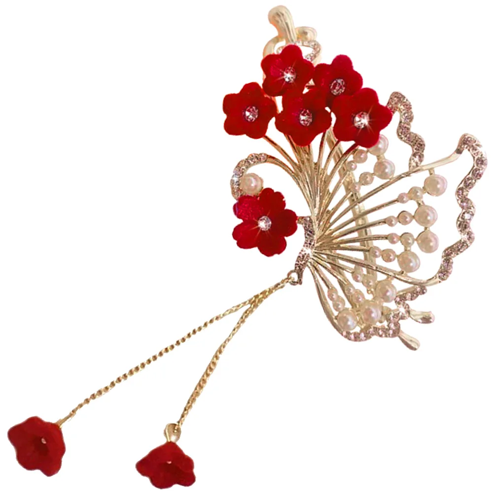Pearl Tassel Hair Clip Traditional Barrette Elegant Hair Styling Clip Wedding Party Festival Bridal Accessories