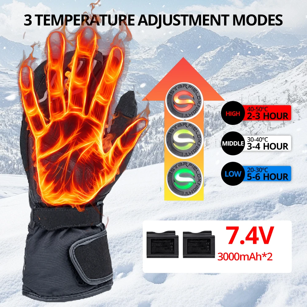 

Winter Skiing Gloves Motorcycle Heated Gloves Touch Screen Waterproof Rechargeable Heating Thermal Gloves Electric Heated Gloves