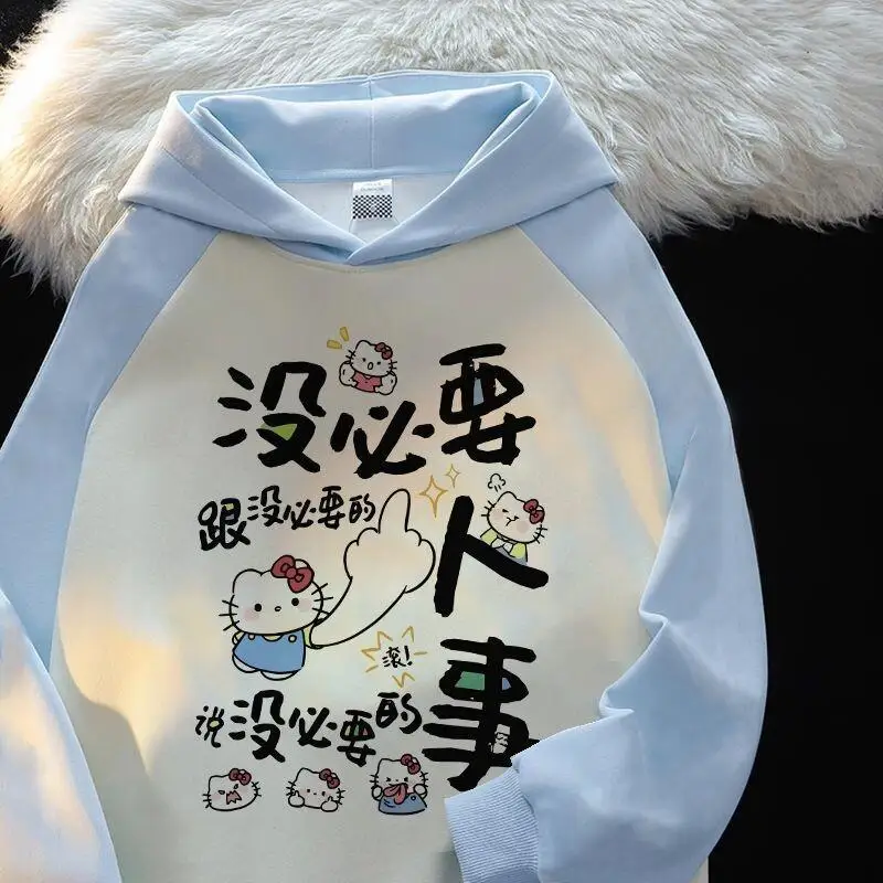 

Женская толстовка Sanrio Hello Kitty, японский стиль, милый кавайный дизайн, новая осенне-зимняя коллекция, оверсайз, повседневный, модный свитшот, верхняя одежда