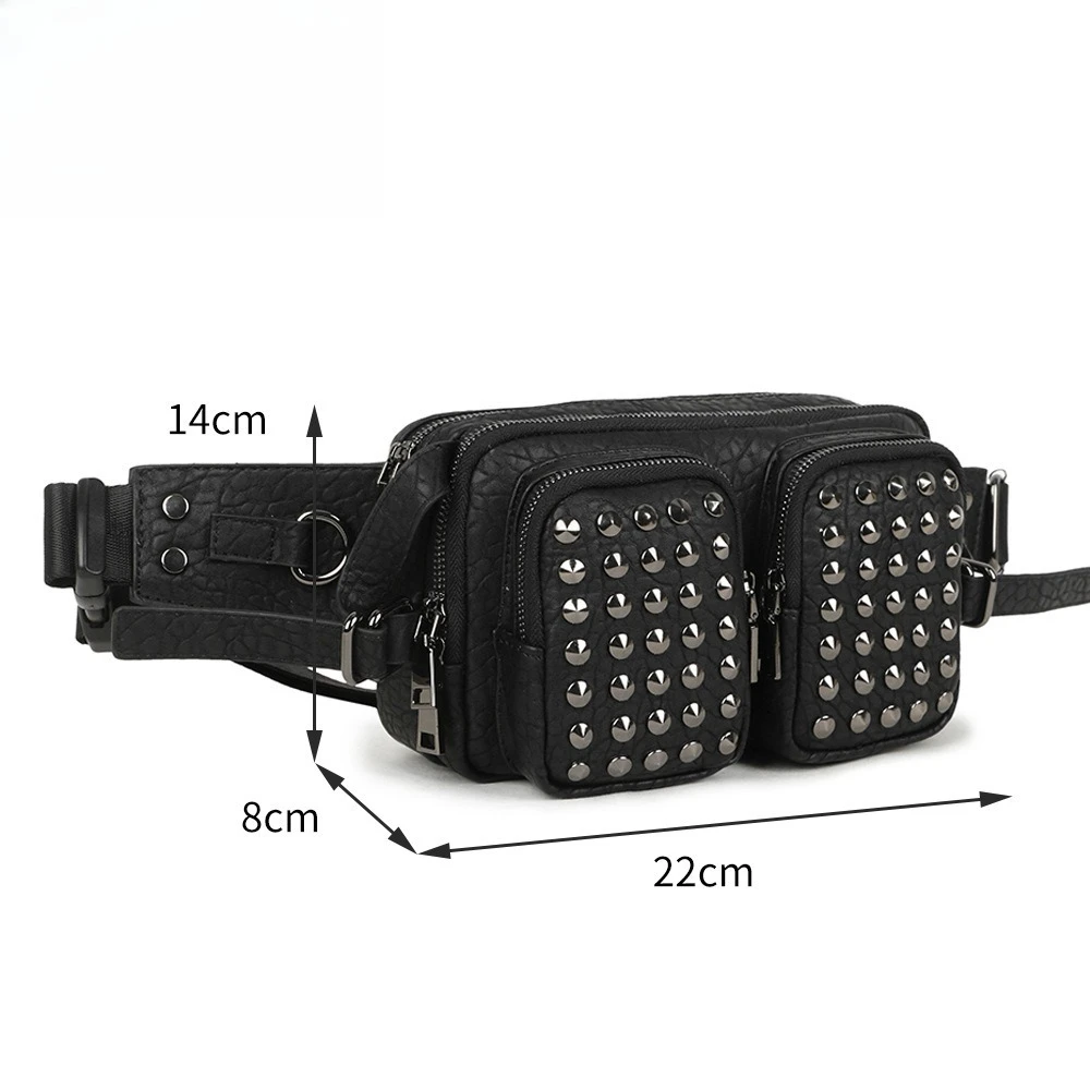 

Модная поясная сумка-бананка унисекс 2026 в стиле панк из мягкой кожи с уникальной текстурой и декоративными элементами, трендовая и стильная