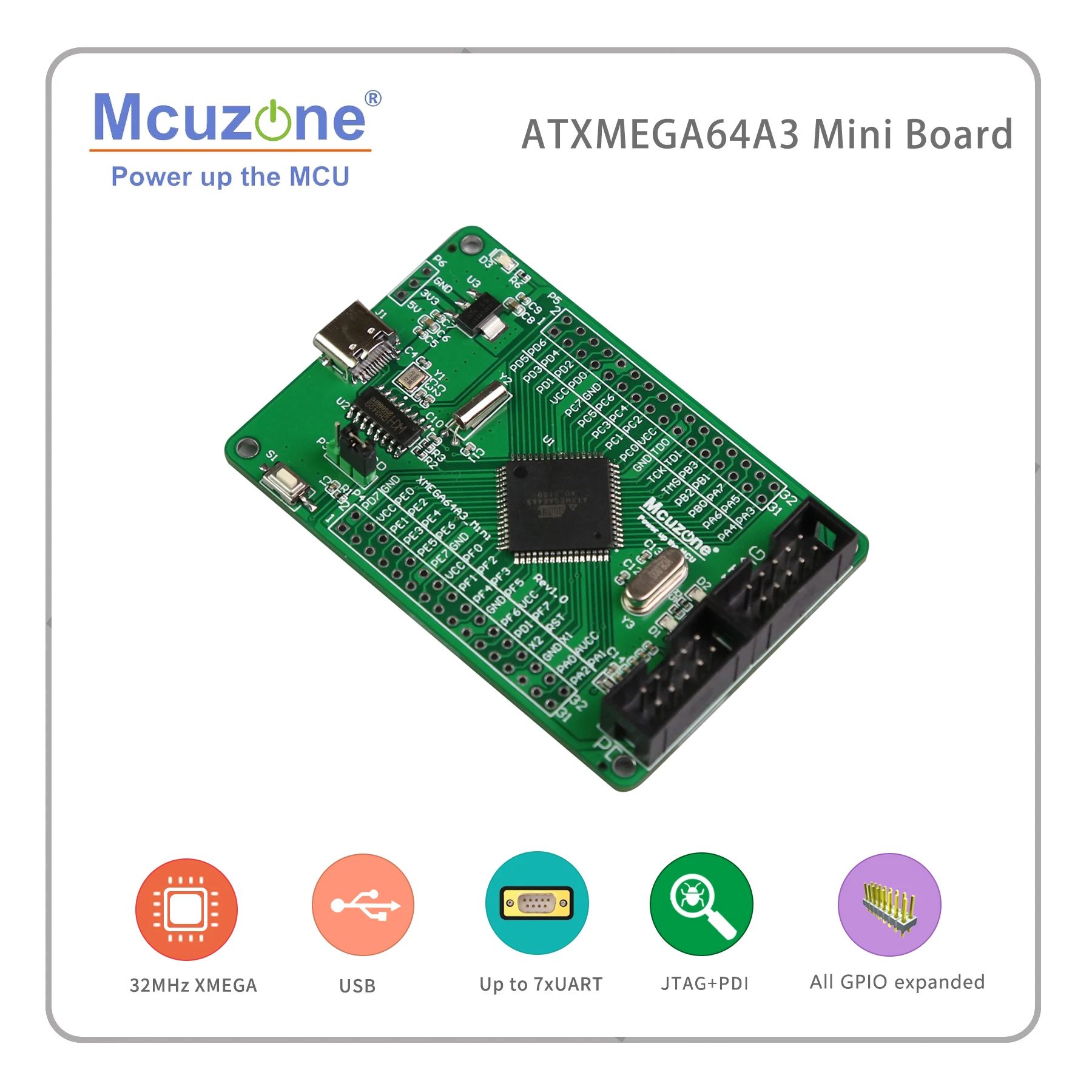 

ATxmega64A3 Mini Board CH340G usb uart xmega64A3 Mini Board