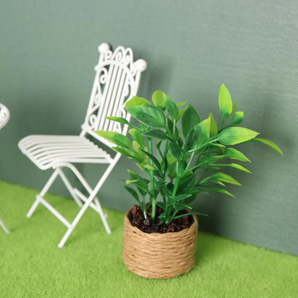 Mini Potted Plant Cute Collectible Plastic Doll House Orange Tree Model Decoration for Micro Landscape