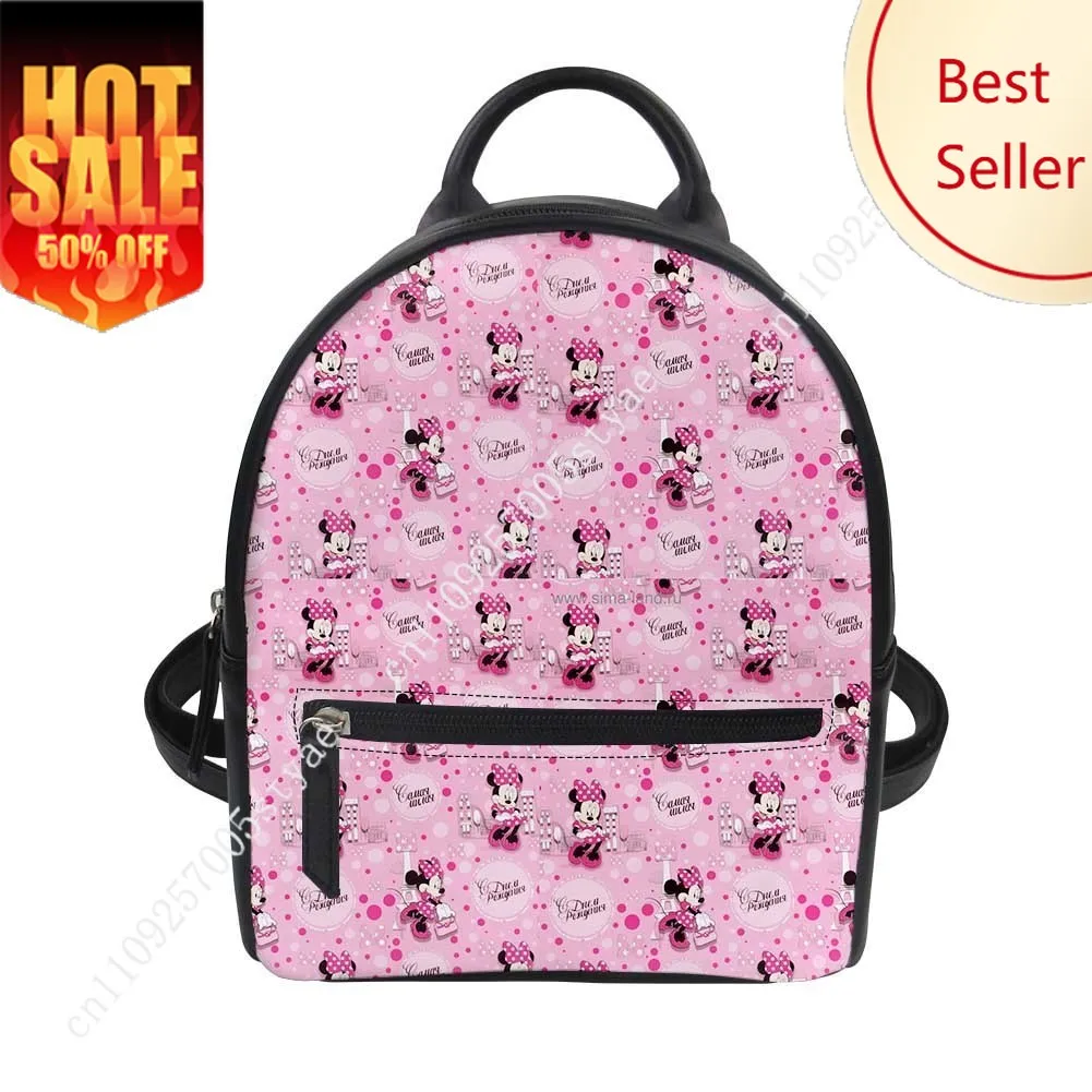 

Minnie Mouse Backpack Disney Cartoon Decorate Leather Bags Design Your Photo Logo Text Party Holiday Custom Gifts