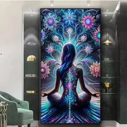 Meditation Mandala Yoga Woman 5D DIY Diamond Painting Full Square Round Diamond Embroidery Mosaic Portrait Pictures Crafts