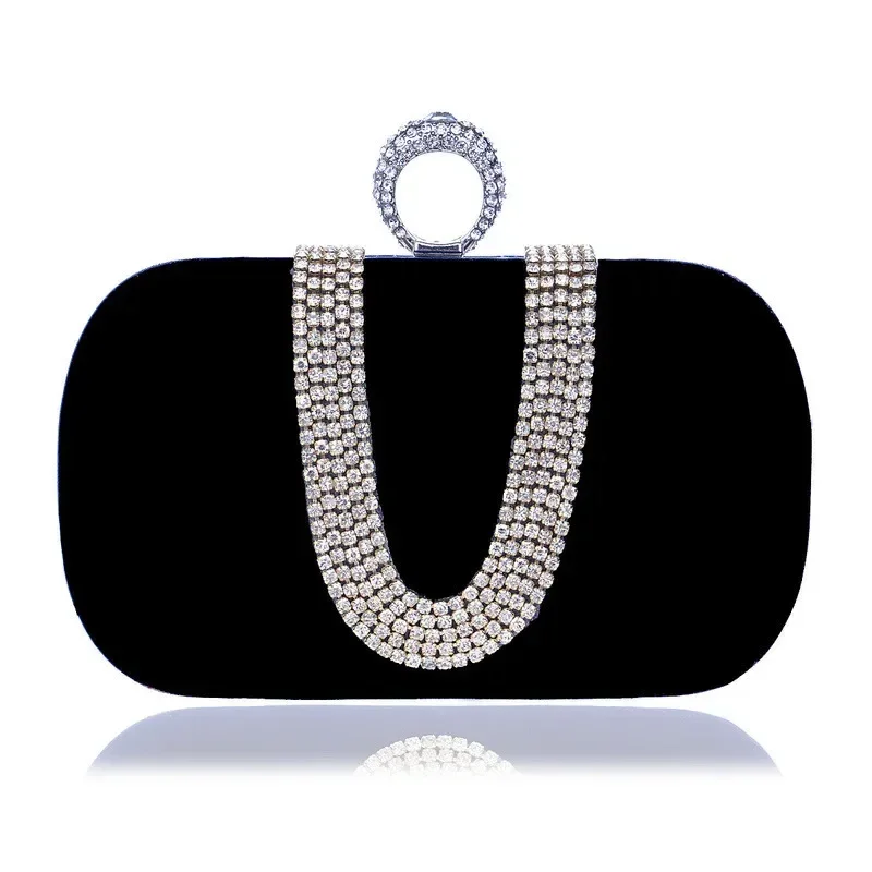 Fashion Evening Bag Retro Ladies Fashion Velvet Banquet Bag Blingbling Solid Clutch Evening Dress Match Diamond Handbags