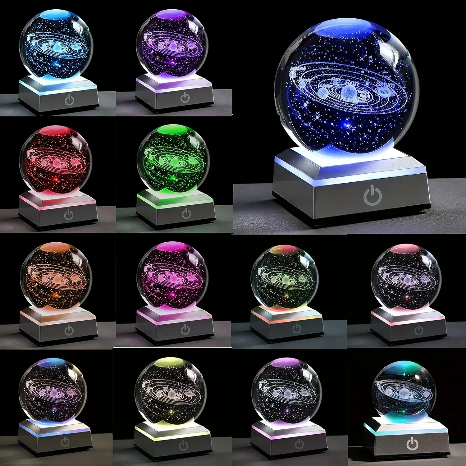 LED Light Base Lights Display Holder USB Powered Base Stand Glass Art Colorful Lighted Square Stand Display Plate