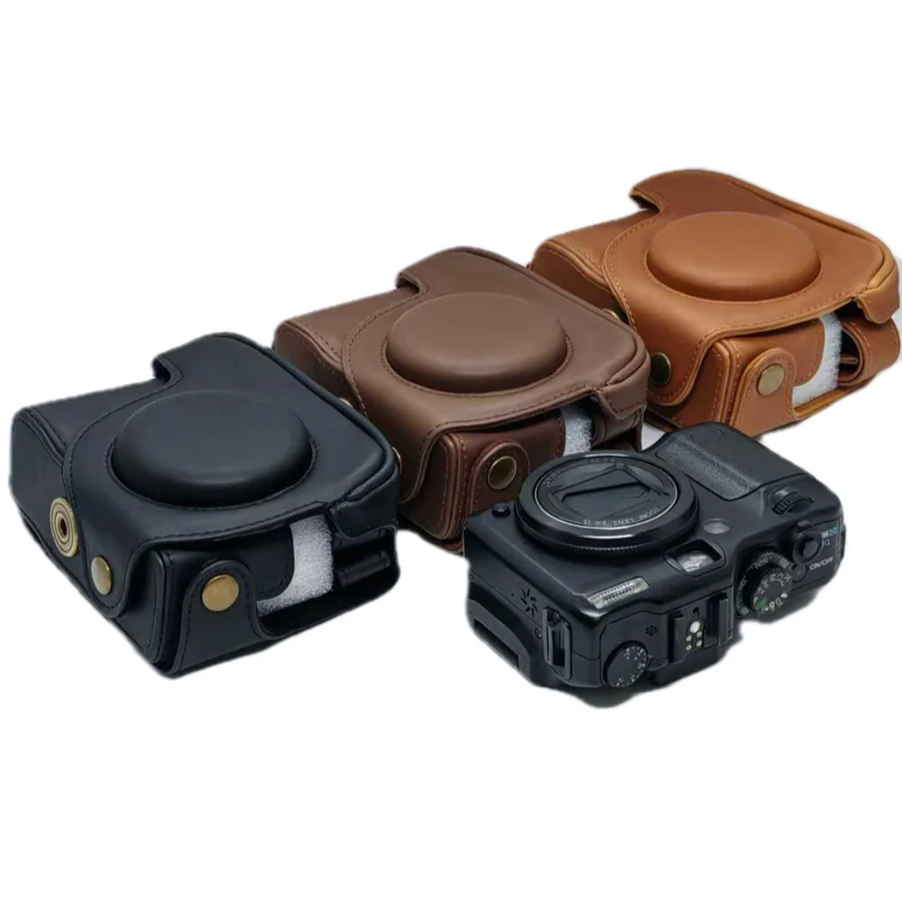 G12 G11 G10 PU Funda de piel sintética Base Bolsa Funda protectora con correa para el hombro para Canon G10 G11 G12
