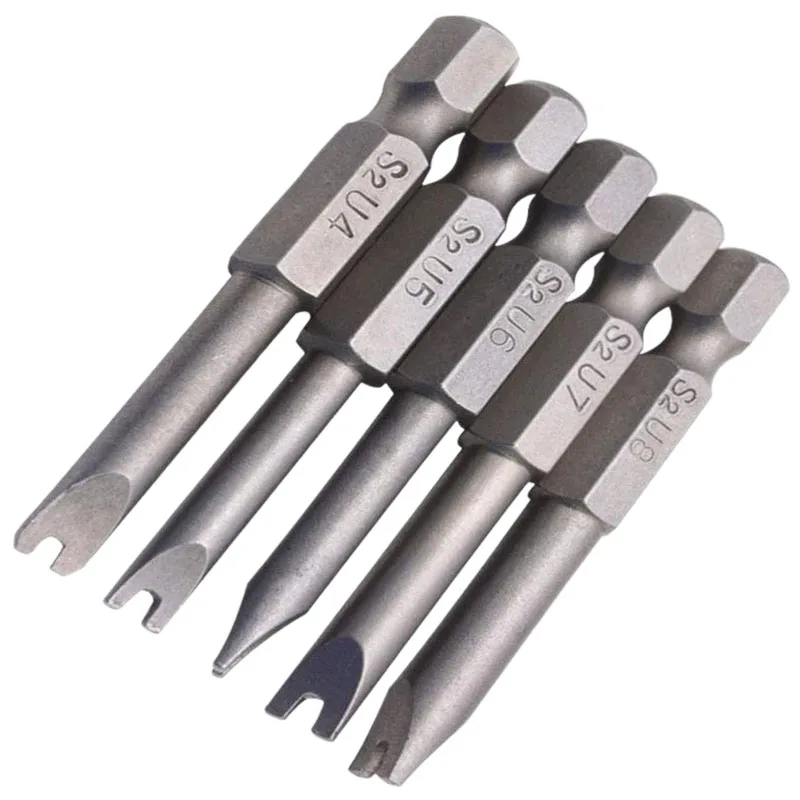 5Pcs U-shaped Magnetic Screwdriver Bits 1/4 Inch Hex Handle 50mm U4 U5 U6 U7 U8 Alloy Steel Bits Electric Drill Accessories