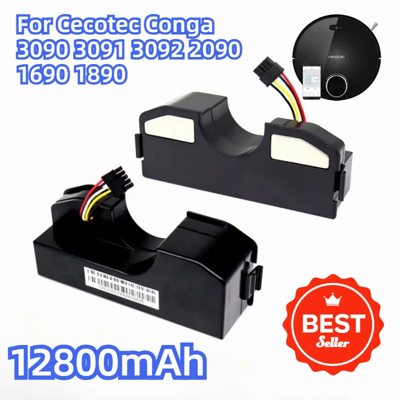 

14.4V 12800mAh Li ion Battery for Cecotec Conga 3090 3091 3092 2090 Robotic Vacuum Cleaner Conga 3090 Accessories Replacement