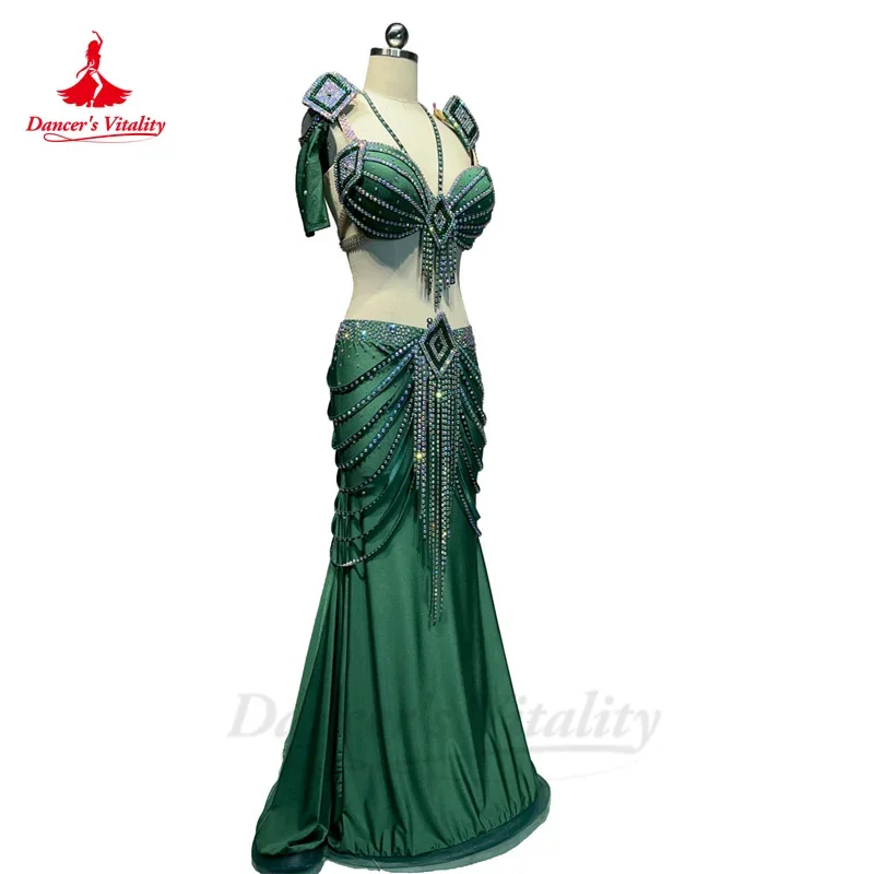 Belly Dance Performance Costume Suit for Women Spandex AB Stones Professional Clothing Custom Adult Child Belly Dance Outfit