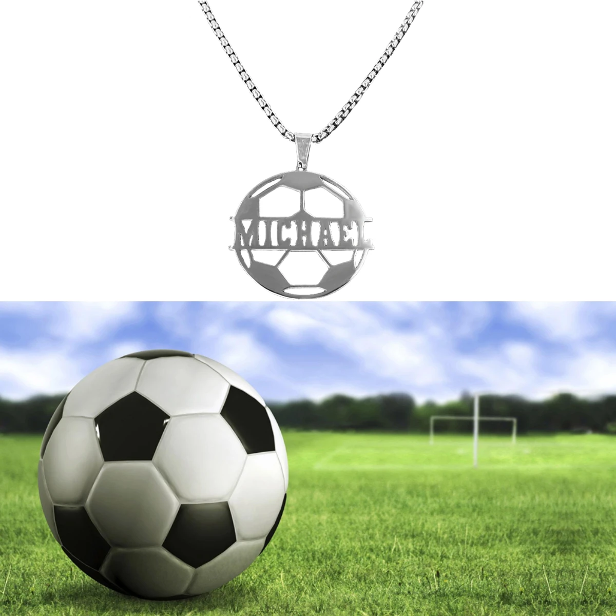 Personalized Custom Name Necklace Football Pendant Stainless Steel for Women Men Soccer Choker Link Chains Jewelry Gift