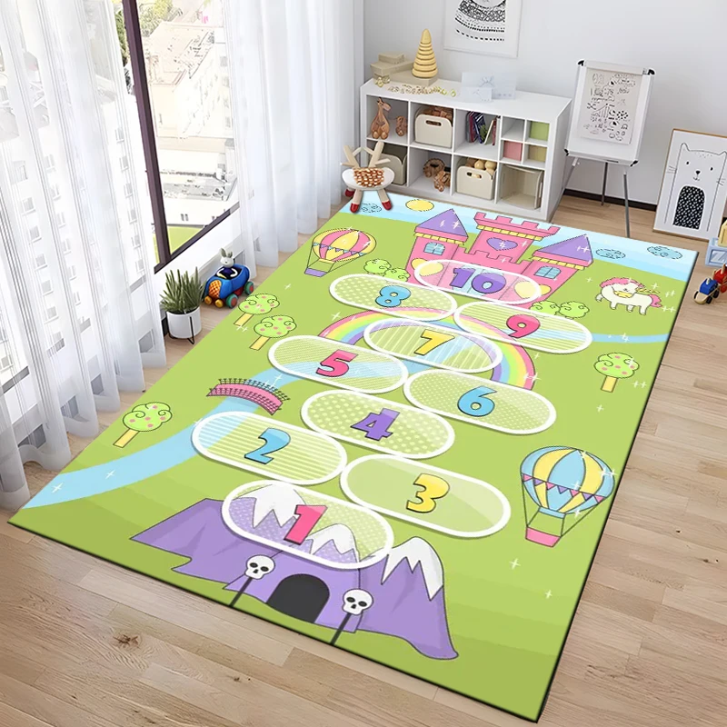 Cartoon Hopscotch Indoor Parent-child Game Decoration Carpet Bedroom Bedside Children\'s Number Game Room Decoration Floor Mat