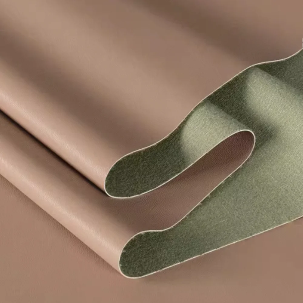 Tela de Cuero Sintético Ultra Suave Color Caqui para Suelas de Algodón, PU Microelástico, Imitación Piel de Oveja, para Confección de Ropa, Costura DIY, por Metro