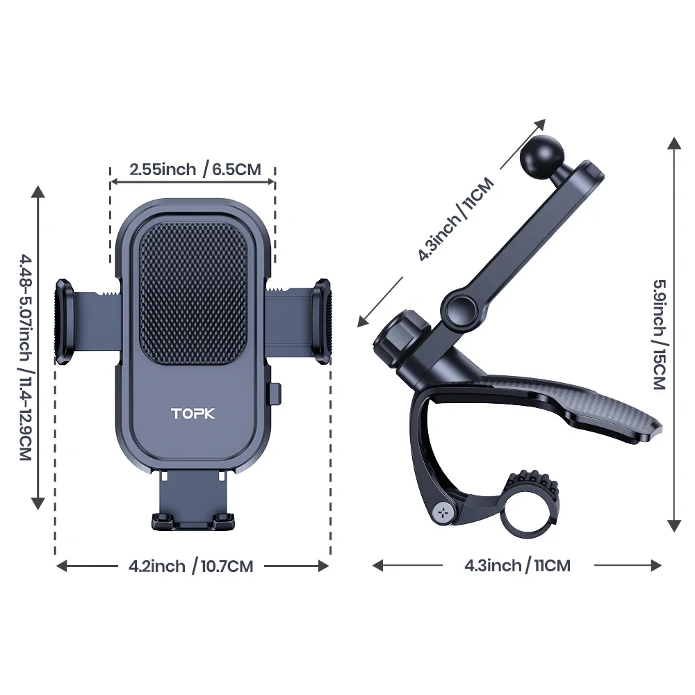 TOPK-Soporte Universal de teléfono móvil para salpicadero de coche, montaje de Clip fácil, pantalla GPS, para iPhone, Samsung y Xiaomi