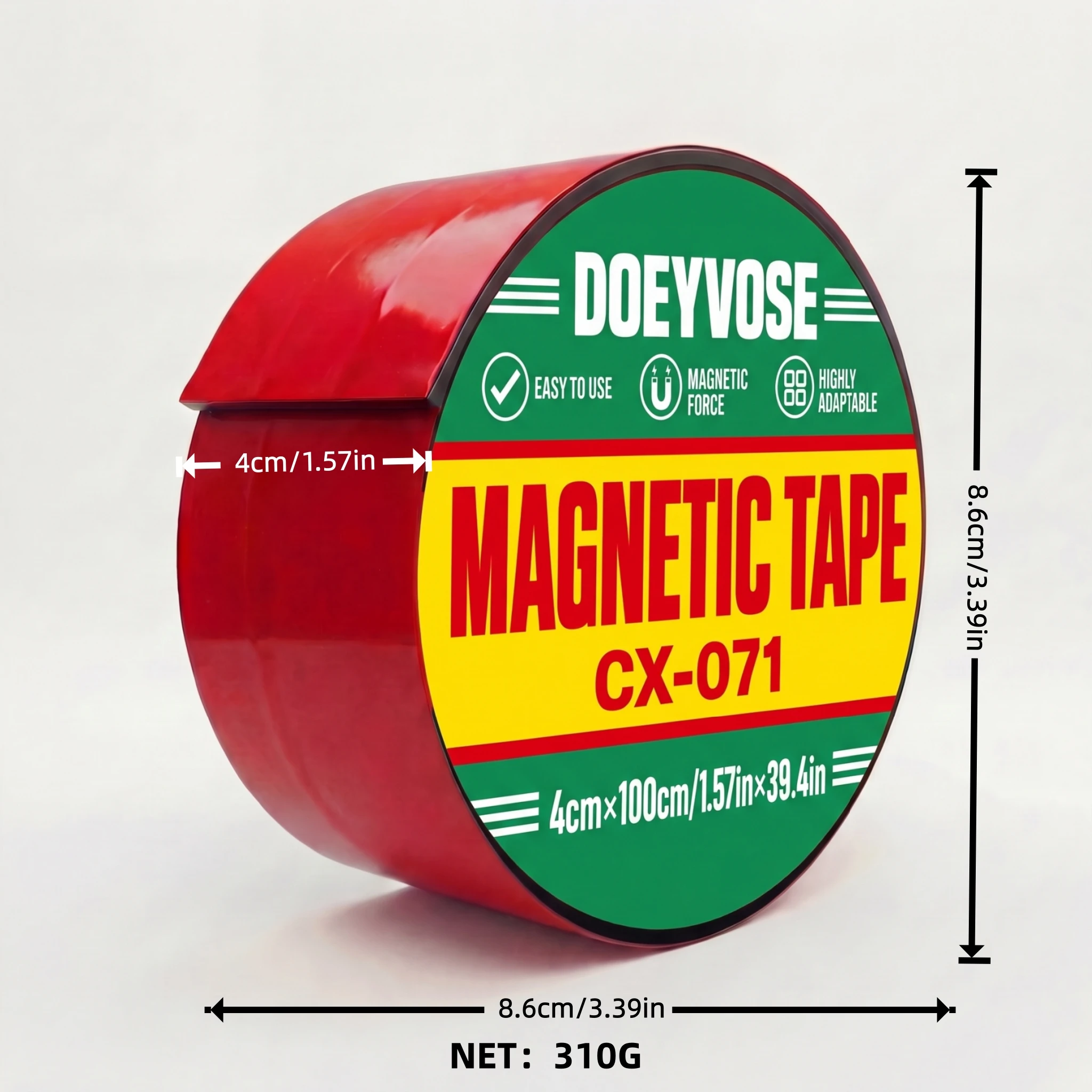 Rubber Magnetic Tape With Adhesive Backing 4cm2mm1m Multipurpose Magnet Sticker