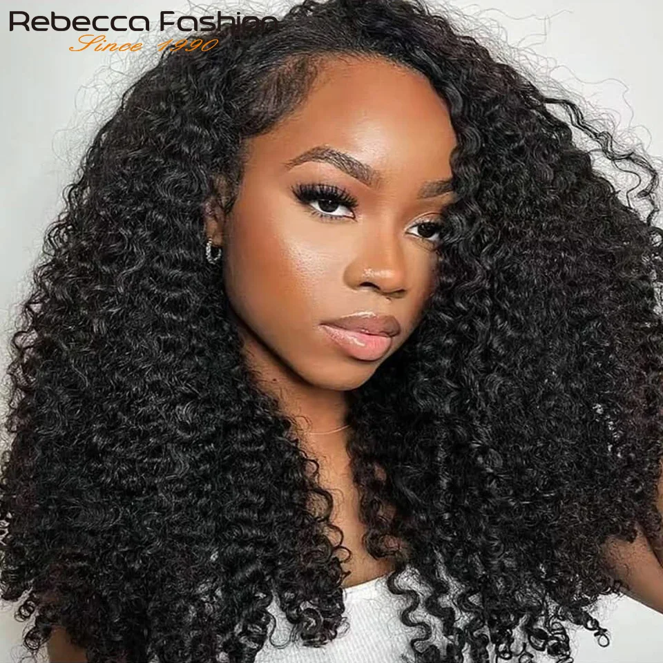 Afro Burmese Kinky Curly Half Wig Human Hair No Lace No Glue 3 In 1 Drawstring Seamless Flip Over Daily Use Wig For Women