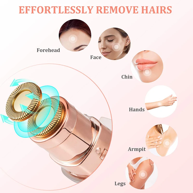 2 IN 1 Portable Women Epilator Electric Painless Hair Remover Lady Shaver Eyebrow Shaper Facial Leg Armpit Bikini Body Trimme