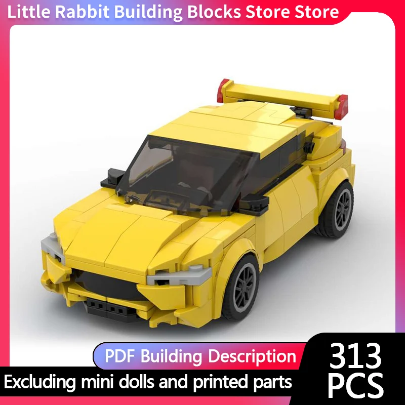 Speed Racing Car Model MOC Building Bricks Yellow Compact SUV Modular Technology Children Holiday Gifts Assemble Toys Suit