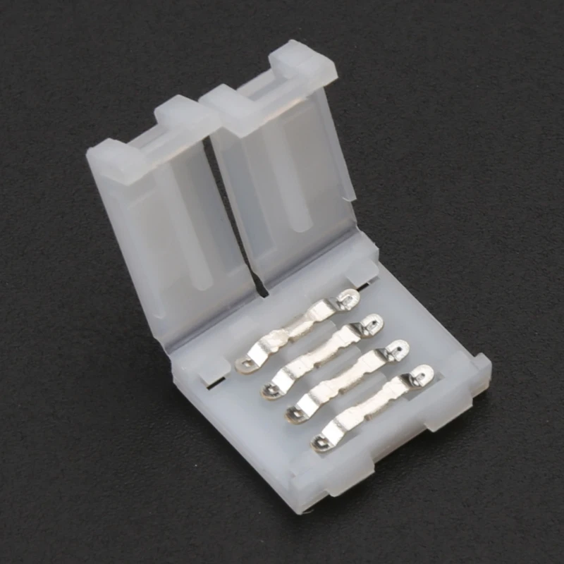 Solderless Clip-on Coupler Connector 4 Pin 10mm For 5050 RGB LED Strip Light Drosphip