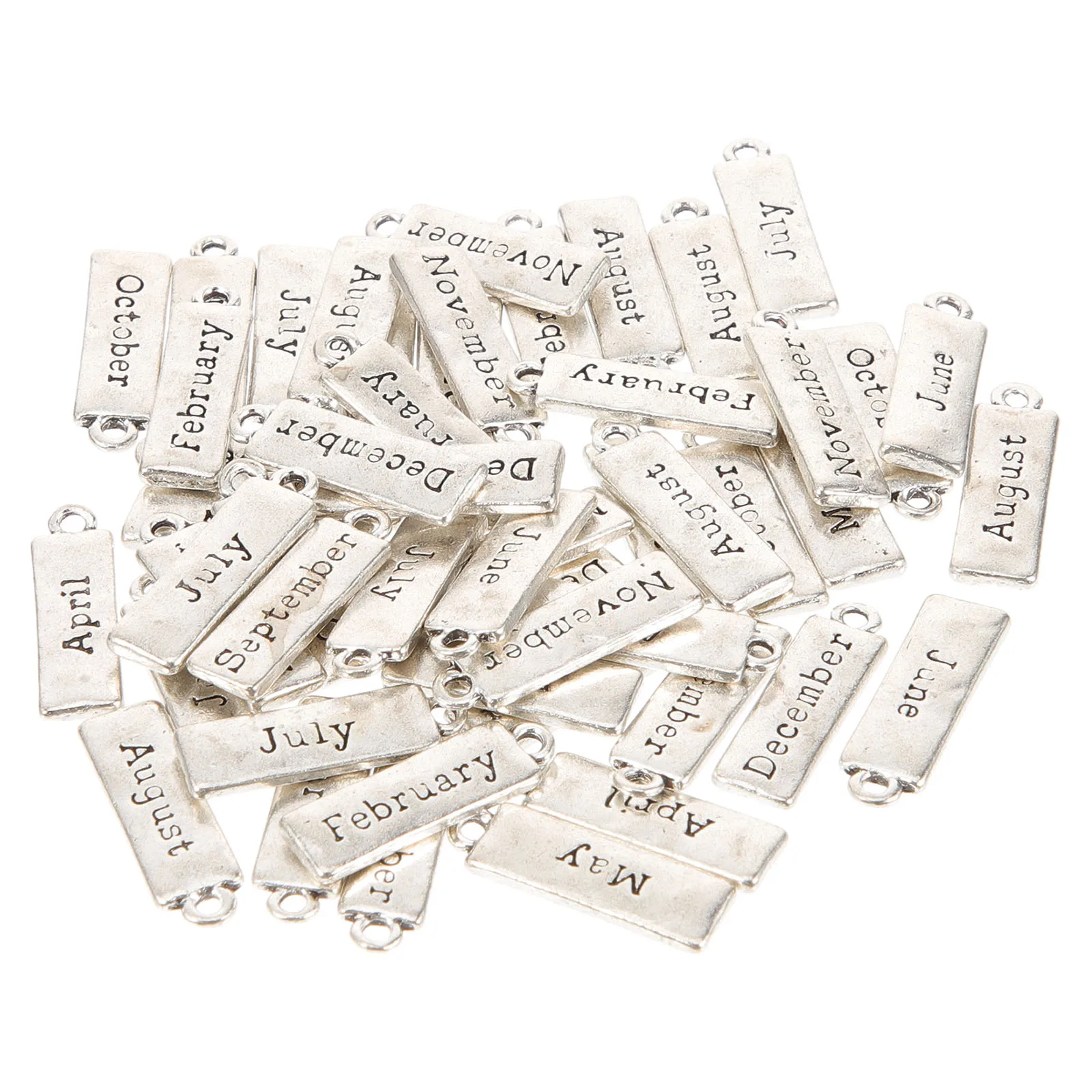 

50pcs Month Tag Charms Alloy Jewelry Pendant DIY Craft Supplies Necklace Decorative Accessories Twelve Pattern
