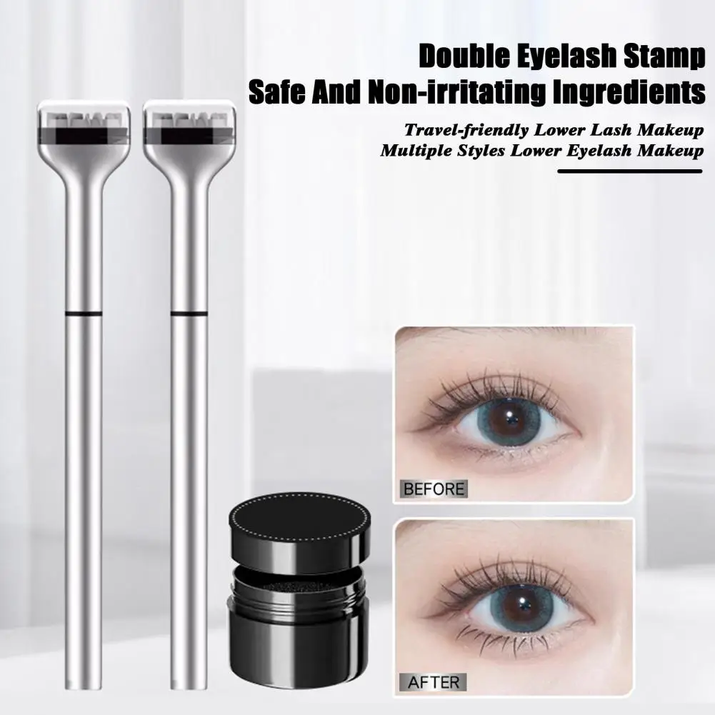 Podwójny stempel do rzęs Zestaw do dolnych rzęs Wodoodporny eyeliner Silikonowe narzędzie do szybkiego makijażu oczu Długotrwałe dla początkujących