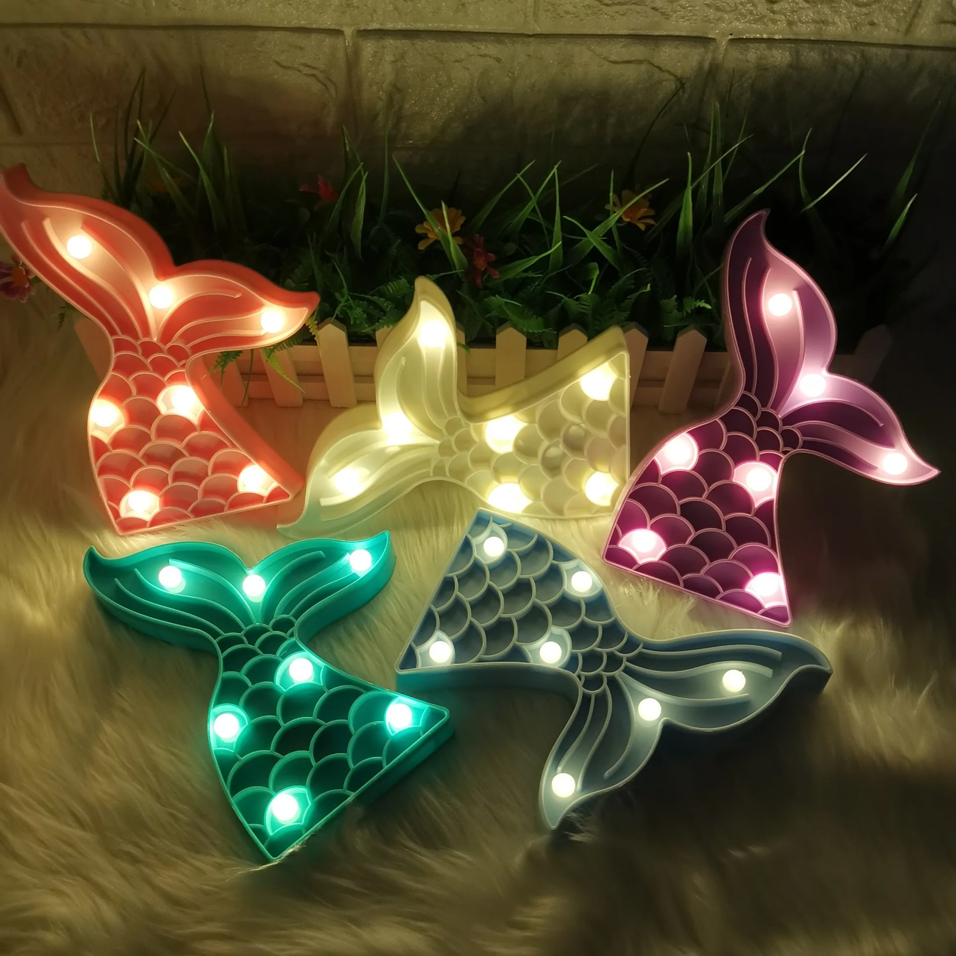 Mermaid Tail Girls Gift Light Kids Colorful Lamp Angel Crown Night Light Party Supplies for Garland Party Christmas Home Decor