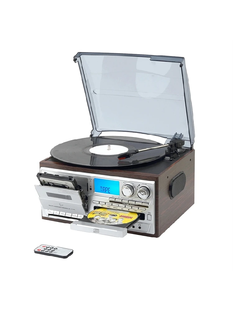 ABJF-AM/FM Radio CD/Cassette Compatible rétro lecteur de disque vinyle platine phonographe à 3 vitesses multifonctions