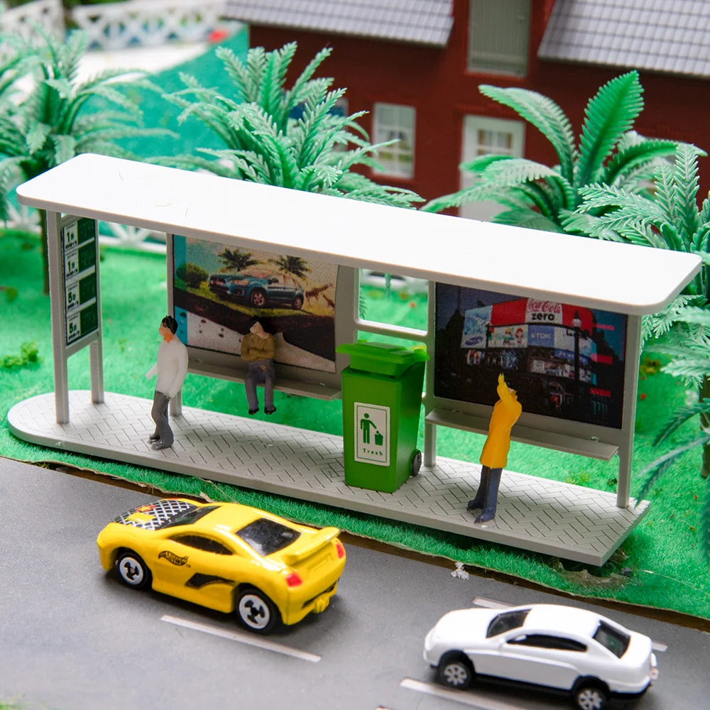 Miniature Bus Station Model 1:87 1:100 1:150 Plastic Assembly Material Diy Urban Sand Table Scene Layout Diorama Kit for Diorama