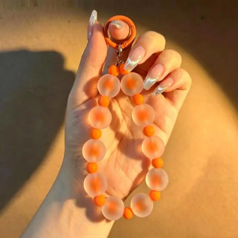 1 Stück Damen-Handgelenkskette Handyband im koreanischen Stil, Anti-Verlust-Schlüsselband mit Dopamin-inspiriertem Mattperlen-Anhänger – Detail 5