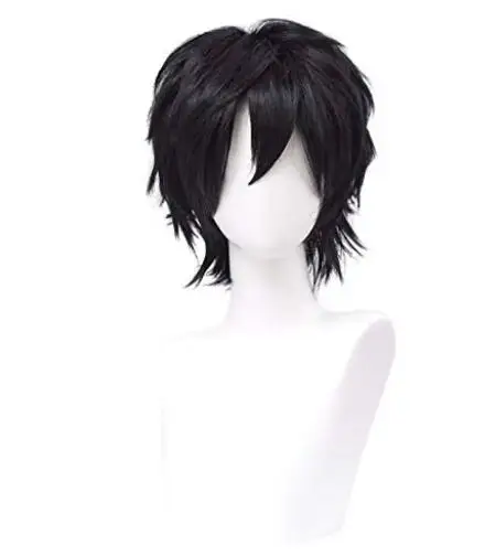 Black Wig Short Fashion Spiky Layered Anime Cosplay Wig Unisex Basic New Cosplayer Male Costume Wigs