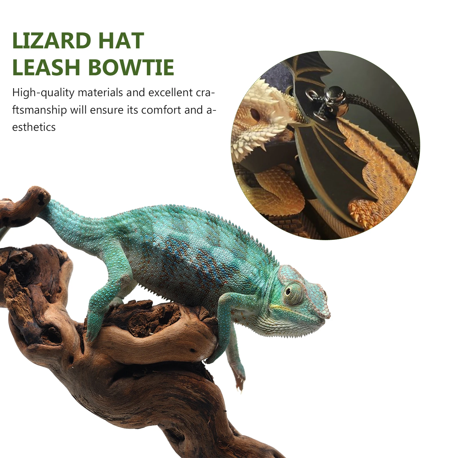

Pet Hat Lizard Costume Non woven Fabric Halloween Accessories Leash Bowtie Elastic Design Lightweight Adjustable Pet Supplies