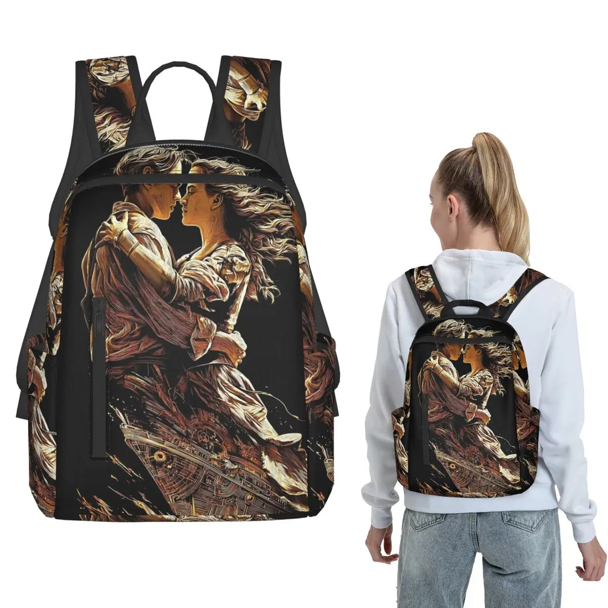 

Titanic Movie Jack And Rose Design Backpack Large Capacity Boys Girls BookBag School Bag Shoulder Bags for Men Women