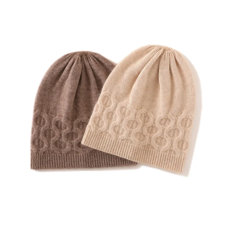 Autumn and Winter Men And Women 100% Pure Cashmere Pullover Hat Casual Warm Hat Woolen Hat Thickened Outdoor Soft Cashmere Hat
