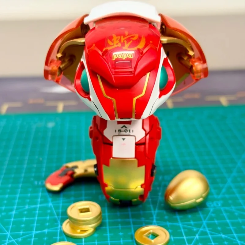 【Auf Lager】 Authentische Atombox, Zwölf Sternzeichentiere, Schlange, runde wilde Kultur, kleine Schlange, Papa Transform Toy, Trendy Pla