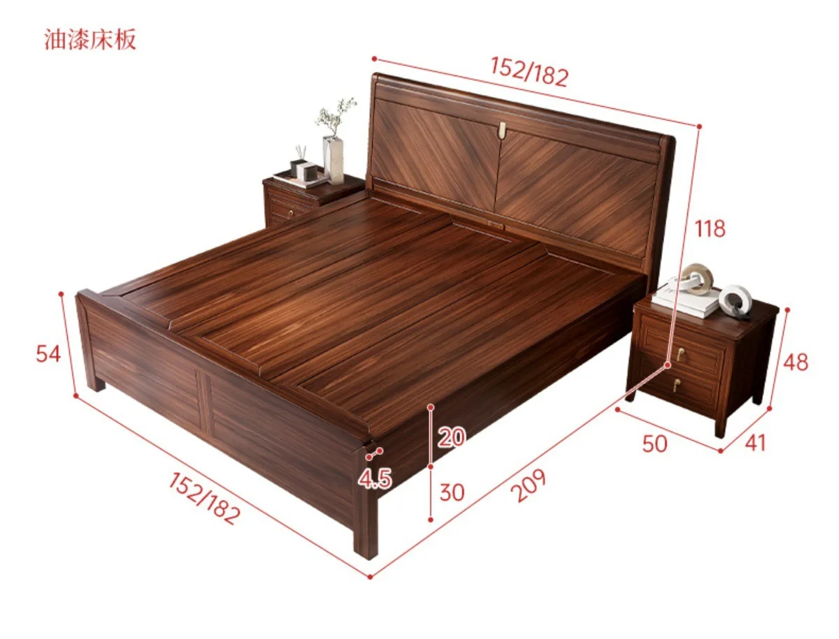 

New Chinese-style solid wood bed Ebony modern simple 1.8-meter double bed