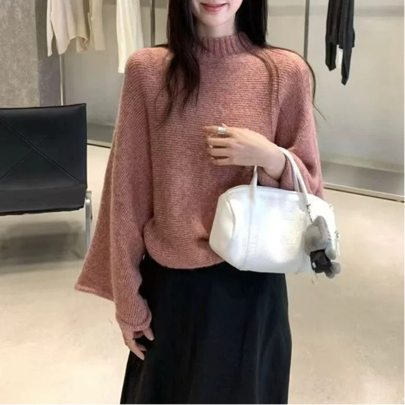 

Autumn New Arrival Retro Gentle Temperament Loose Sweater Womens Lazy Style Pullover Batwing Sleeve Knitwear Top