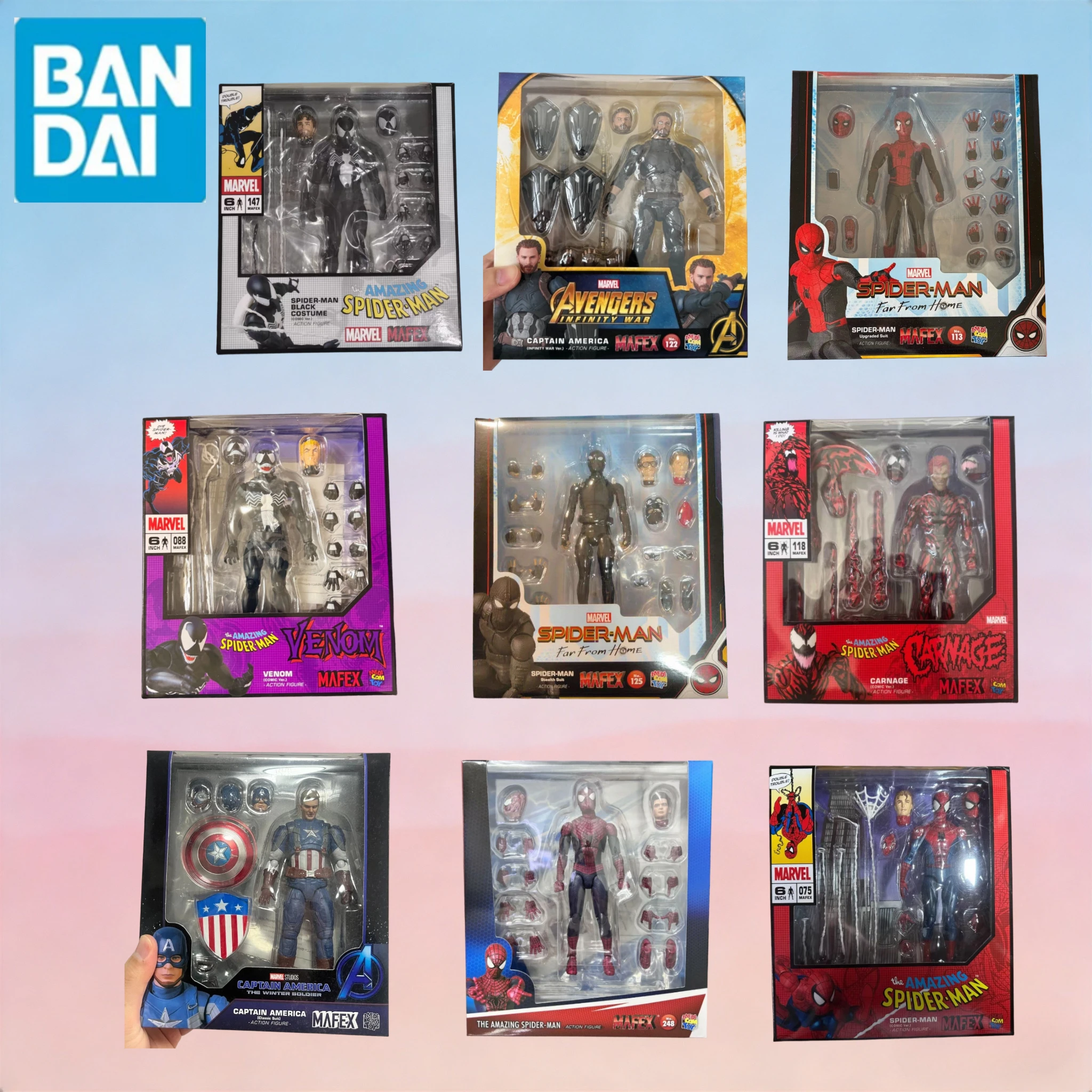 

В наличии Оригинальная коллекционная фигурка MAFEX Spider-Man Series Comic Version 1/12, модель для коллекционирования, подарок