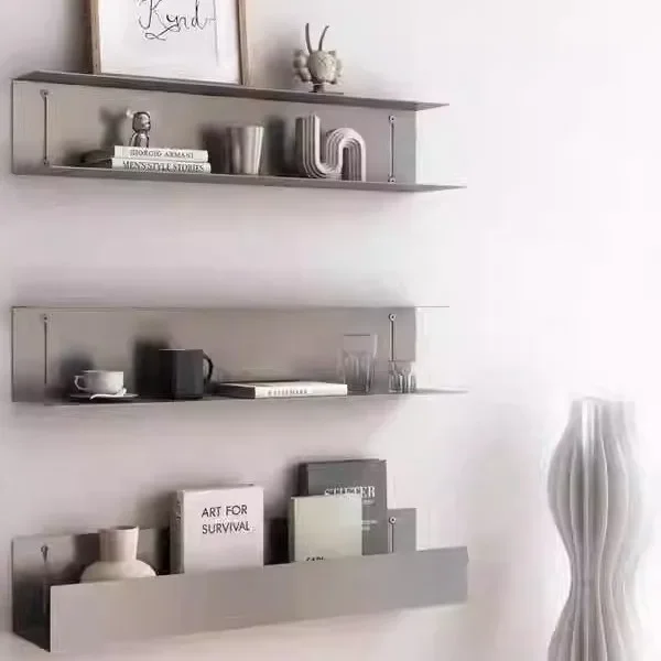 U-shaped plate one-shaped stainless steel rack I-shaped groove wall-mounted upper wall display rack multi-layer upper wall