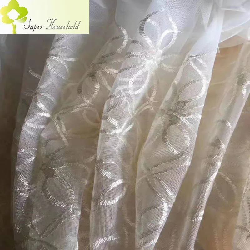 White Lace Luxury Sheer Curtains Panels Floral Embroidery Tulle for Living Room Window Bedroom Privacy Translucent Yarn Drapes