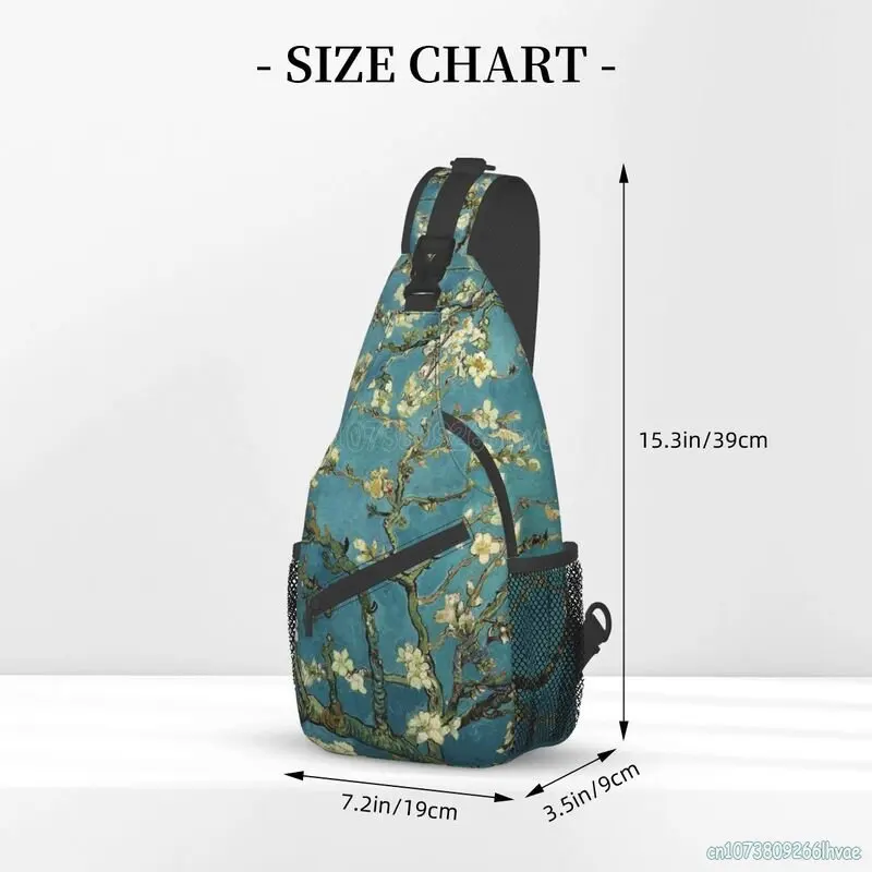 Vincent Van Gogh Almond Blossom Sling Chest Bag for Women Crossbody Backpack Travel Shoulder Bags Waterproof Daypack for Hiking